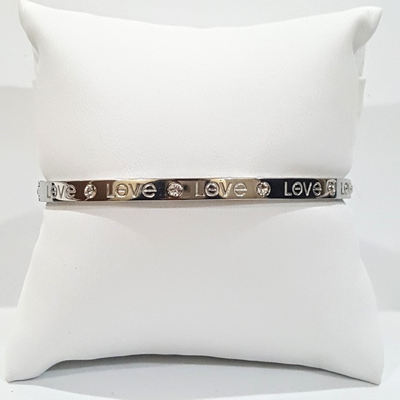 Silver Tone Love Bangle Bracelet - Picture 8 of 8